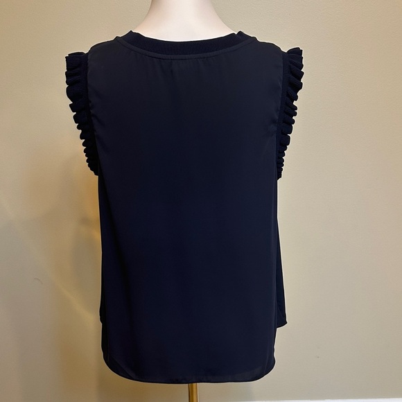 Current Air Midnight Blue Ruffle Sleeve Top - Picture 3 of 4